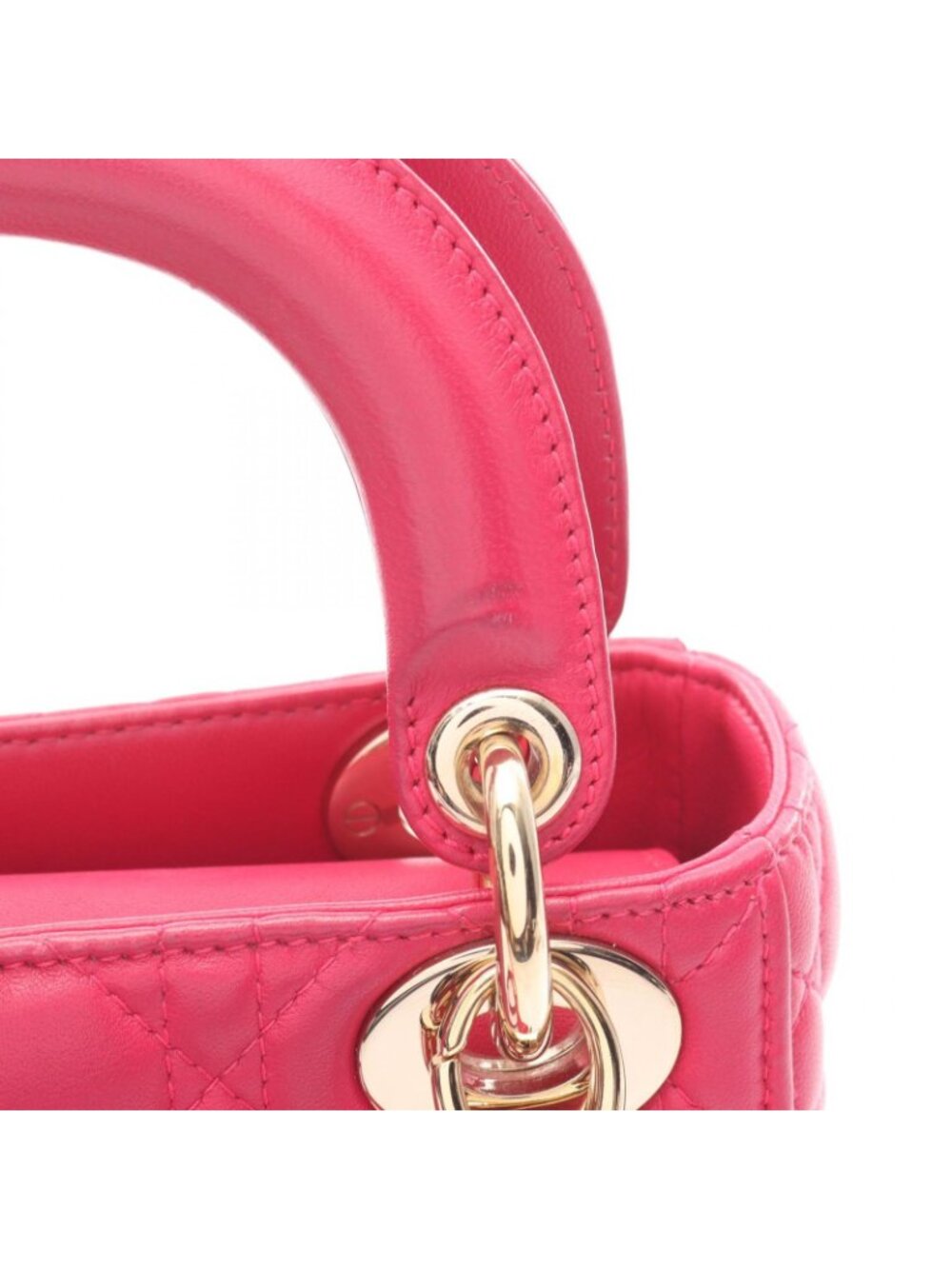 Dior Handbag Lady Dior Mini Cannage 2-Way Magenta Leather Lady Dior Tote - Picture 15 of 15